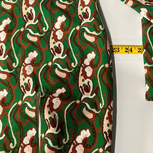 Zara Green Paisley Print Long Sleeve Mock Neck Side Slit Midi Dress XXL Blogger - Picture 13 of 14